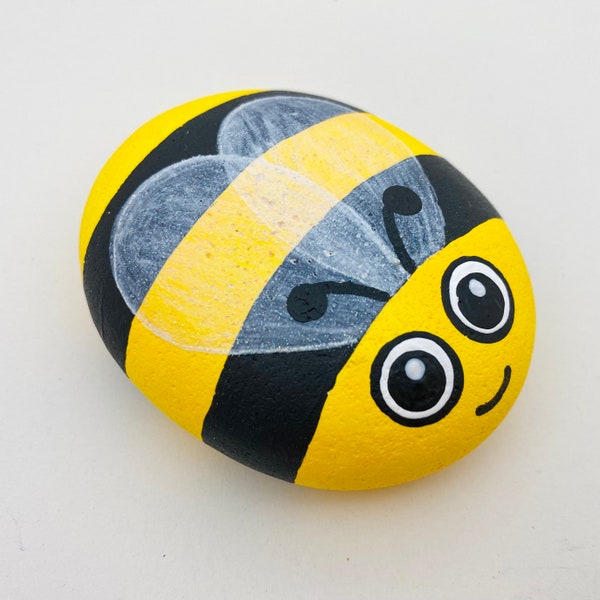 Personalised 'Buzbee' Bee Pebble, hand painted ceramic stone