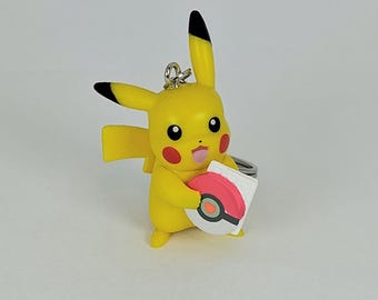 Yellow Electric Mouse Keychain, Blue and Red Ball Charm, Backpack Accessory