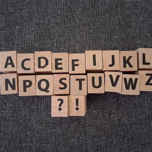 Alphabet Rubber Stamp – Missing Letters – Wooden Stamp – Vintage