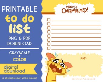 I'm Overwhelmed | Printable To-Do List | DIGITAL DOWNLOAD