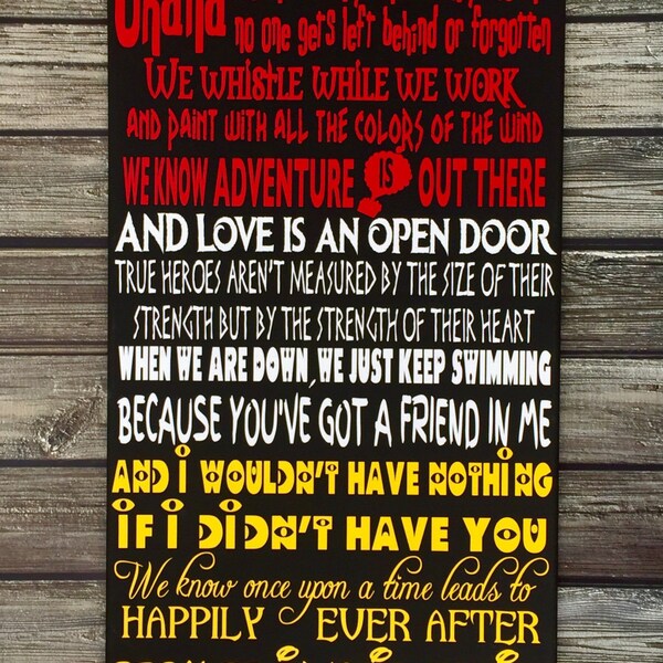 We Do Disney In This Family House 12x24 Canvas Home Decor Art - Red, White, Yellow, Mickey colors