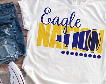 Eagle Nation SVG, eagle svg, cheer svg, htv, Heat Transfer Vinyl, Cricut svg, Silhouette svg, School svg, megaphone, Sweet Kate Designs