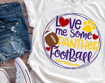 Love Me Some Panther Football, SVG, dxf, EPS, png, JPG, htv, Heat Transfer Vinyl, Cricut Explore, Silhouette Cameo, Sweet Kate Designs