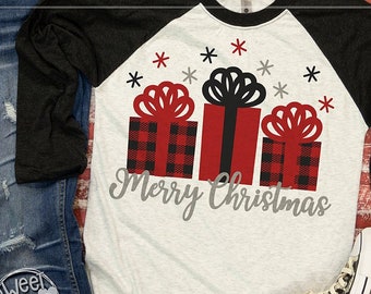 Buffalo Plaid, Merry Christmas, Presents, SVG, dxf, EPS, png, JPG, htv, Cricut svg, Silhouette Cameo, Holiday, Sweet Kate Designs