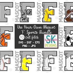 YOUR OWN Mascot F, SVG Bundle, football, soccer, volleyball, baseball, tennis, cheer, htv, cricut svg, silhouette, Sweet Kate Designs