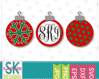 Christmas svg, Ornaments SVG, dxf, EPS, png, JPG, htv, Cricut svg, Silhouette svg, monogram svg, Sweet Kate Designs