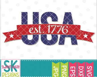 USA, 1776, SVG, dxf, EPS, png, jpg, htv, Cricut Explore, Silhouette Cameo, 4th of July, America, United States, Sweet Kate Designs