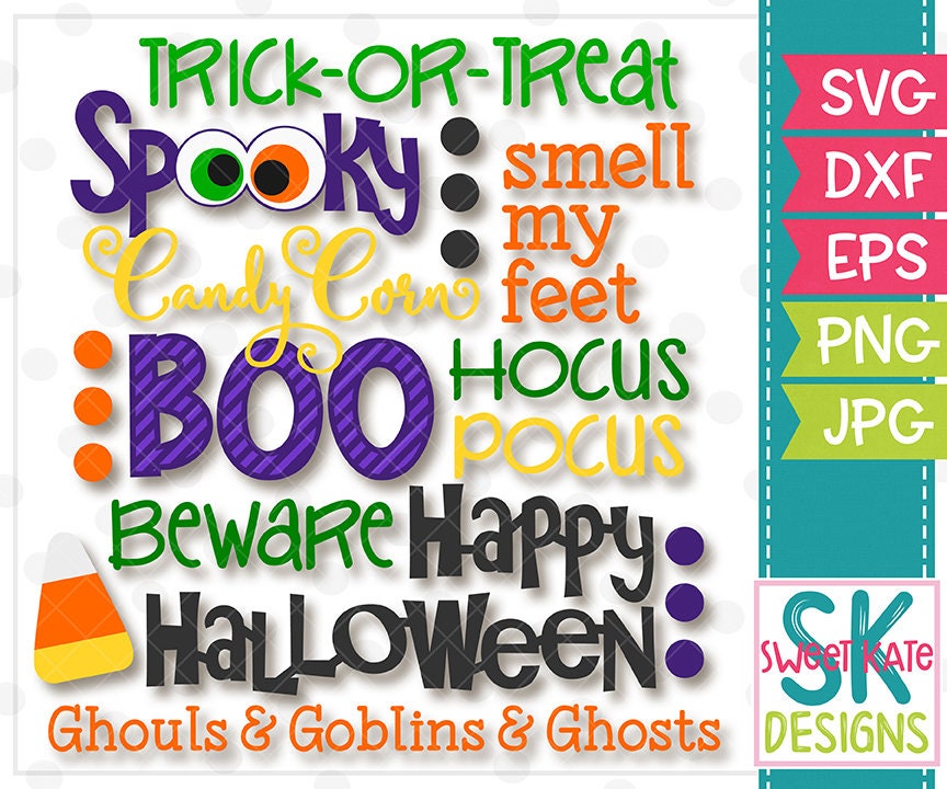 Download Halloween Words SVG dxf EPS png JPG htv Candy Corn | Etsy