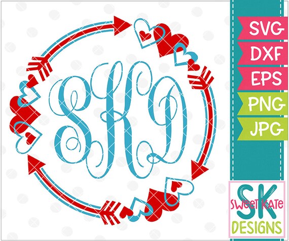 Download Hearts Arrows Svg Monogram Svg Htv Heat Transfer Vinyl Etsy