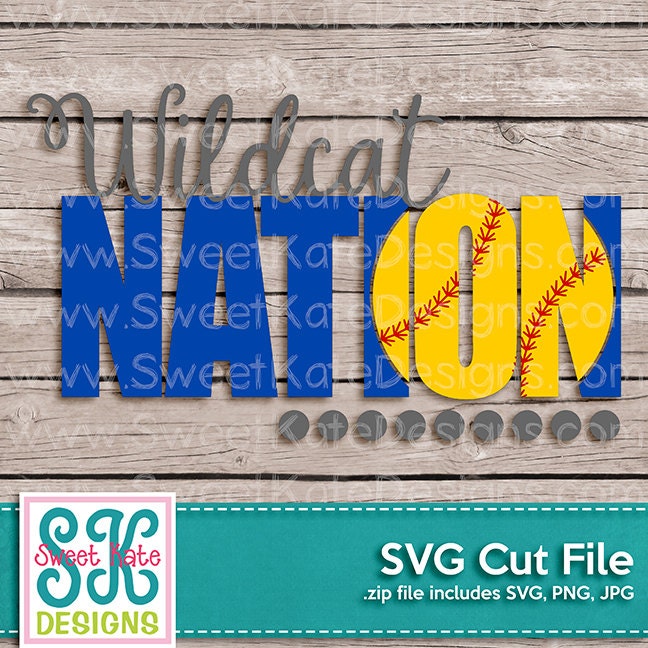 Wildcat Nation SVG Knockout Baseball Softball Svg Cricut Etsy