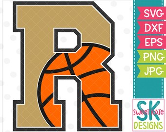 Basketball svg, R basketball cut file, SVG dxf, eps, Cricut cut file, Silhouette cut file, PNG, htv, Die Cut, Sweet Kate Designs