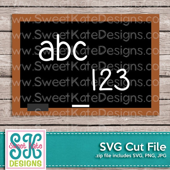 Abc123 Chalkboard SVG JPG PNG School scrapbook Die Cut or | Etsy