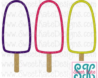 Three Popsicles Applique Machine Embroidery File {3 sizes} Instant Download with SVG cut file