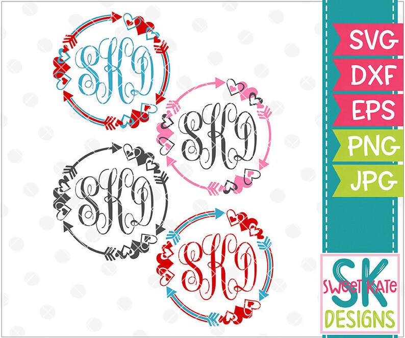 Download Hearts & Arrows svg Monogram svg htv Heat Transfer Vinyl ...