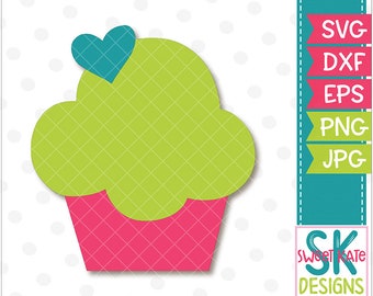 Cupcake, SVG, dxf, eps, JPG, PNG, birthday, Scrapbook, Die Cut, Heat Transfer Vinyl, Cricut, Silhouette cut file, Sweet Kate Designs