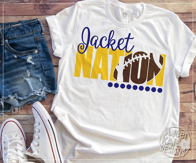 Jacket Nation, football, jackets, SVG, dxf, EPS, png, JPG, Heat Transfer Vinyl, Cricut Explore, Silhouette Cameo, Sports, Sweet Kate Designs image 1