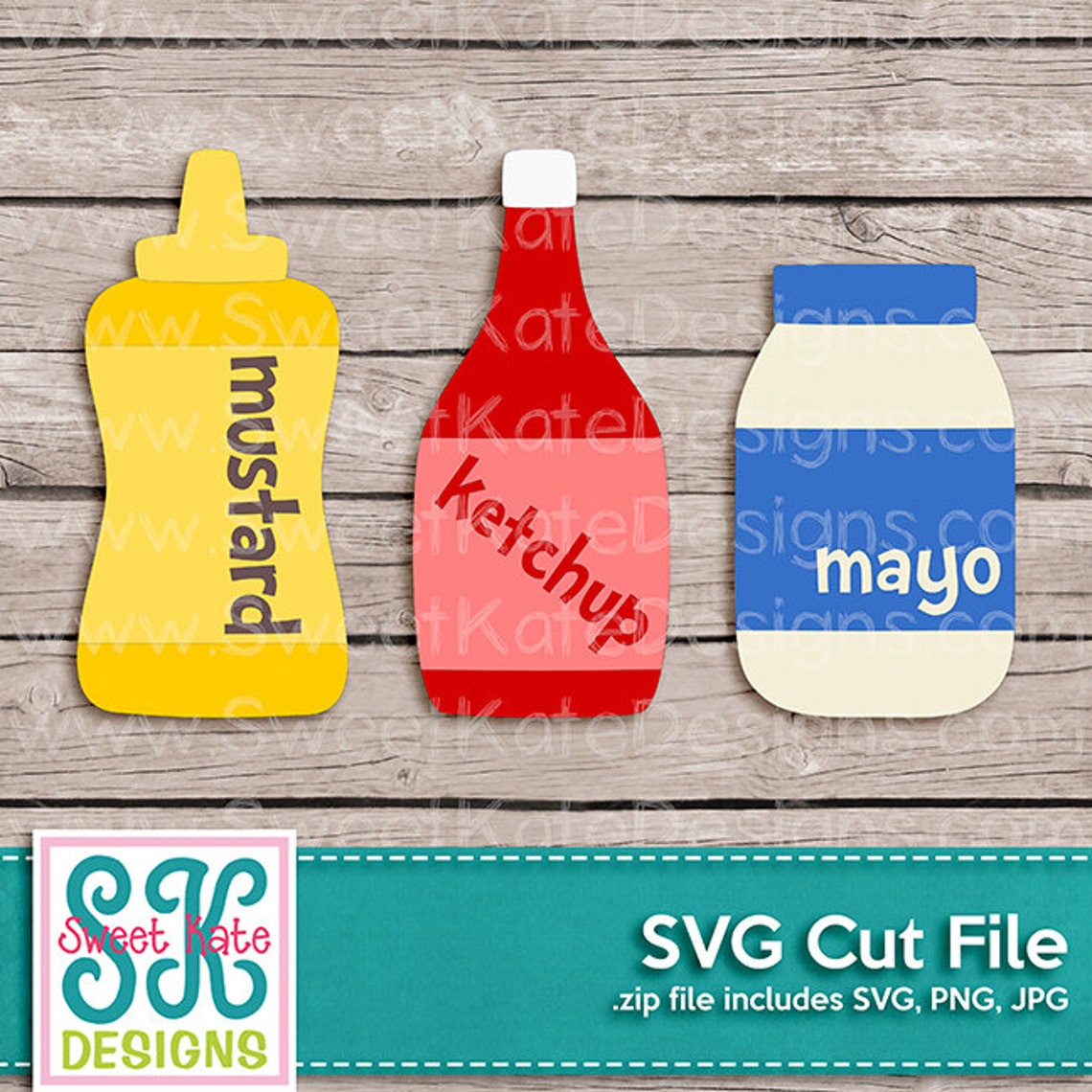 Mustard Ketchup Mayo SVG JPG PNG scrapbook Die Cut Heat Etsy