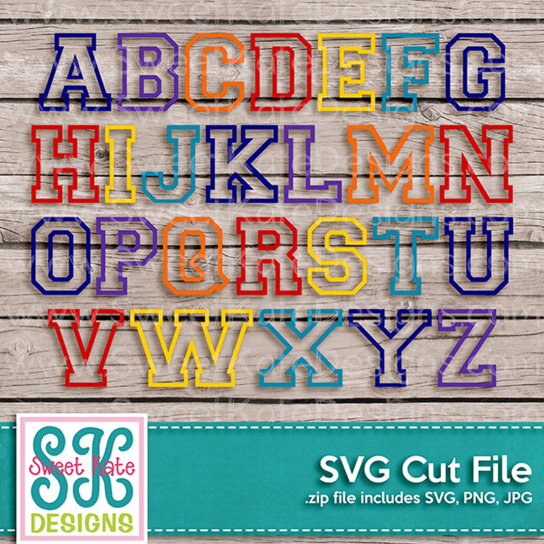 Varsity Outline Letters Svg Png Sports Scrapbook Die Cut Etsy