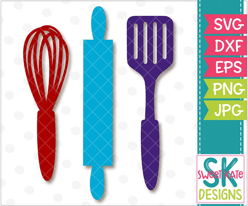 Download Kitchen Utensils whisk spatula rolling pin SVG dxf eps | Etsy