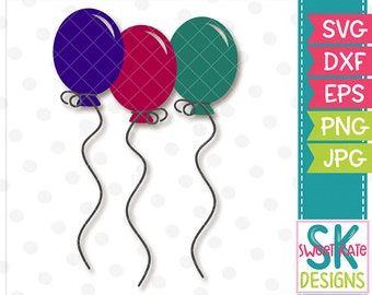 Balloons, SVG, dxf, eps, JPG, PNG, Scrapbook Die Cut, Cricut svg, Silhouette svg, Birthday svg, party svg, Sweet Kate Designs