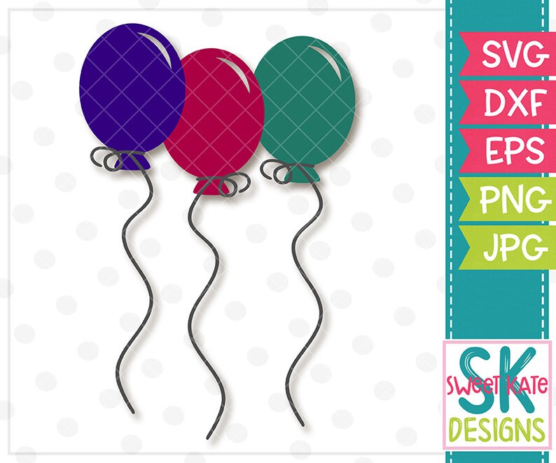 Balloons, SVG, dxf, eps, JPG, PNG, Scrapbook Die Cut, Cricut svg, Silhouette svg, Birthday svg, party svg, Sweet Kate Designs image 1