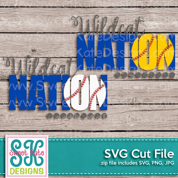 Wildcat Nation SVG Knockout Baseball Softball Svg Cricut Etsy