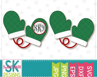 Mittens svg, Monogram SVG, dxf, EPS, png, JPG, Cricut cut file, silhouette svg, die cut, scrapbook, Christmas svg, Sweet Kate Designs