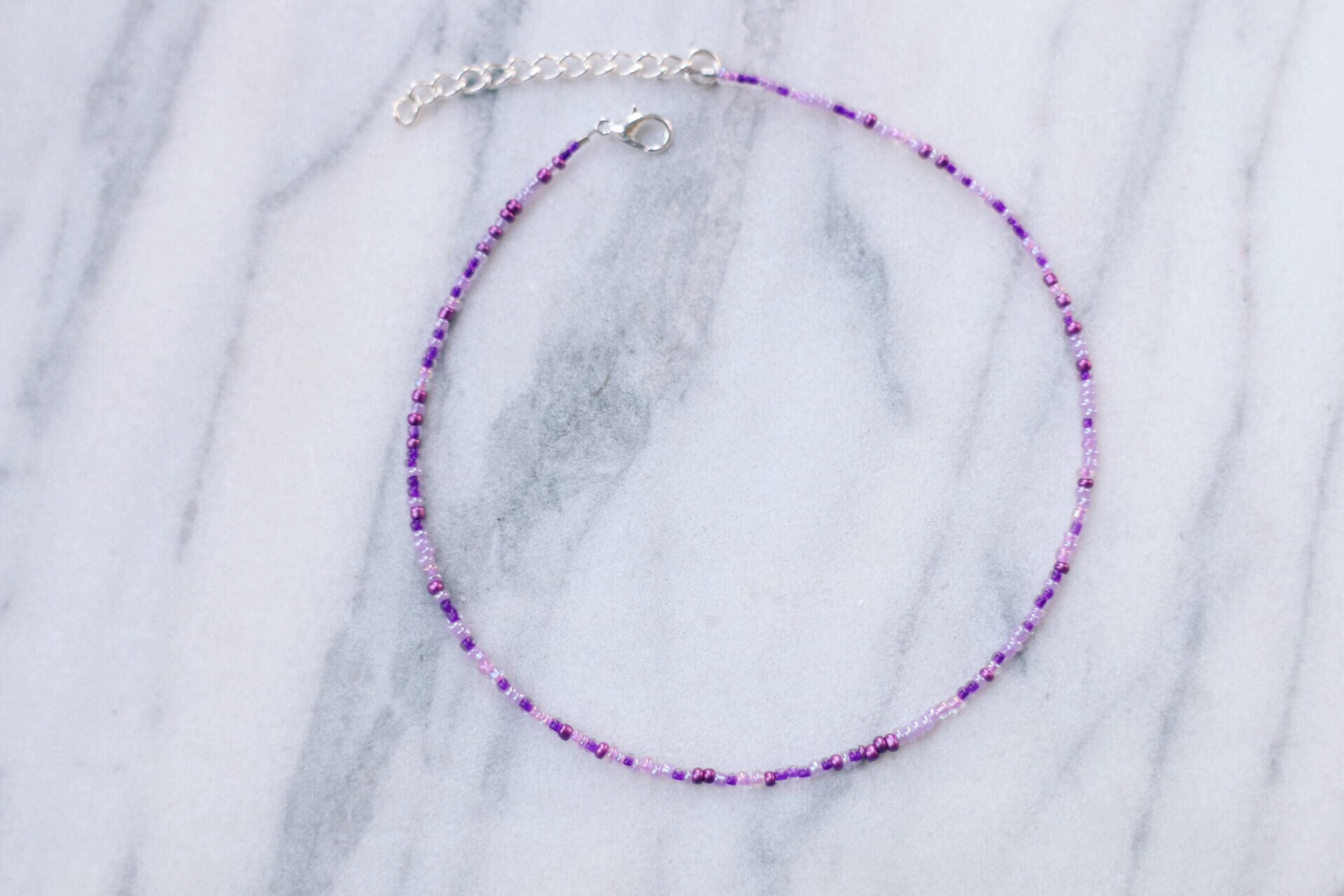 Purple Beaded Choker With Moon Charms main image 1