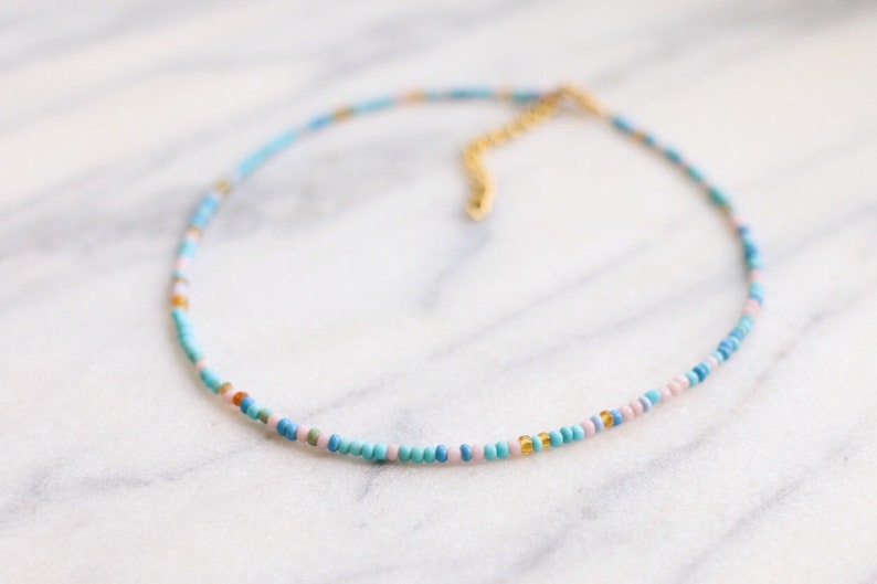 Calypso Blue Seed Beaded Choker