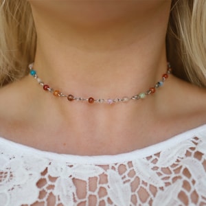 Boheme dream agate stone beaded choker necklace / boho jewelry / trendy jewelry / bohemian style / chokers