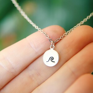 Dainty Hand Stamped Wave Necklace image 5