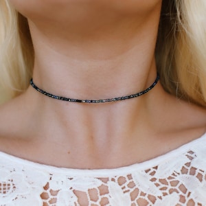 Midnight Seed Beaded Choker Necklace