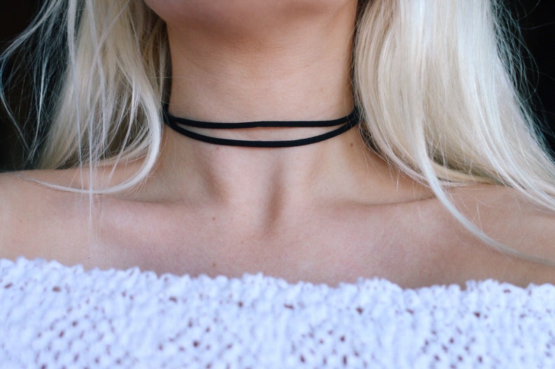 Boho Double Vegan Suede Choker Necklace More colors image 1