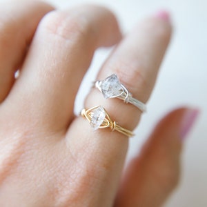 Mini Herkimer Diamond Wire Wrapped Ring