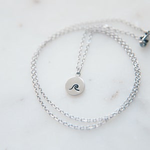 Dainty Hand Stamped Wave Necklace image 2