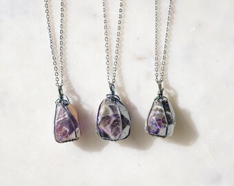 Wire Wrapped Amethyst Crystal Necklace