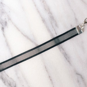 Simple Black Satin Sheer Ribbon Choker Necklace, 90s Choker, Handmade ...