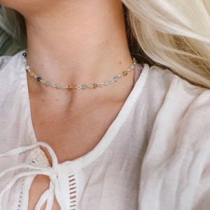 Amazonite Gemstone Adjustable Beaded Choker Necklace, Boho Jewelry, Beach Wear, Beaded Necklace, Bohemian Style image 3
