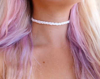 Vegan Suede Braided Choker Necklace