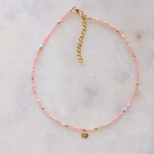 Sunkissed Peach Sea Shell Beaded Choker Necklace image 5