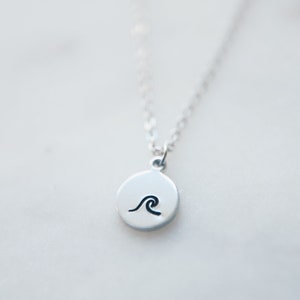 Dainty Hand Stamped Wave Necklace image 3