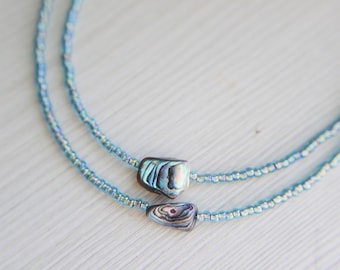 Abalone Shell Seed Beaded Choker Necklace