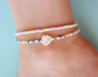 Pastel African Heishi Beaded Anklet