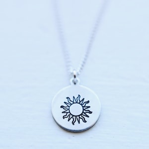 Dainty Solstice Sun Hand Stamped Necklace