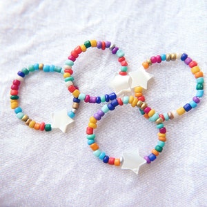 Rainbow Star Shell Beaded Rings
