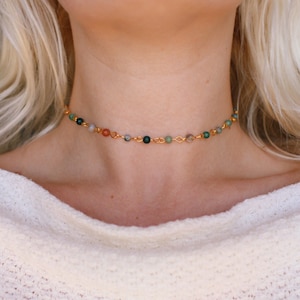 Earthly Glass Beaded Choker Necklace, Handmade Choker, Boho Necklace / unique jewelry image 5