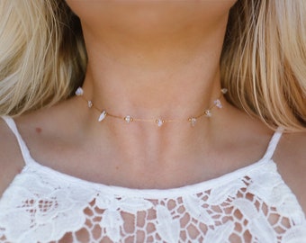 Opalite Crystal & gouden ketting choker ketting