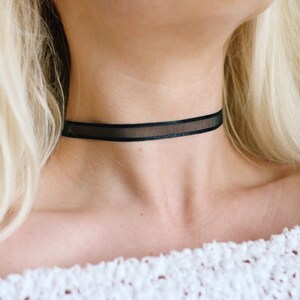 Simple Black Satin Sheer Ribbon Choker Necklace, 90s Choker, Handmade ...