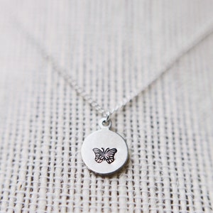 Dainty Hand Stamped Butterfly Necklace image 3