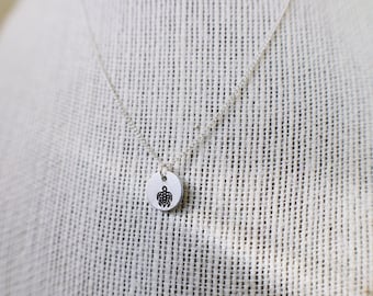 Dainty Hand Stamped Sea Turtle Necklace
